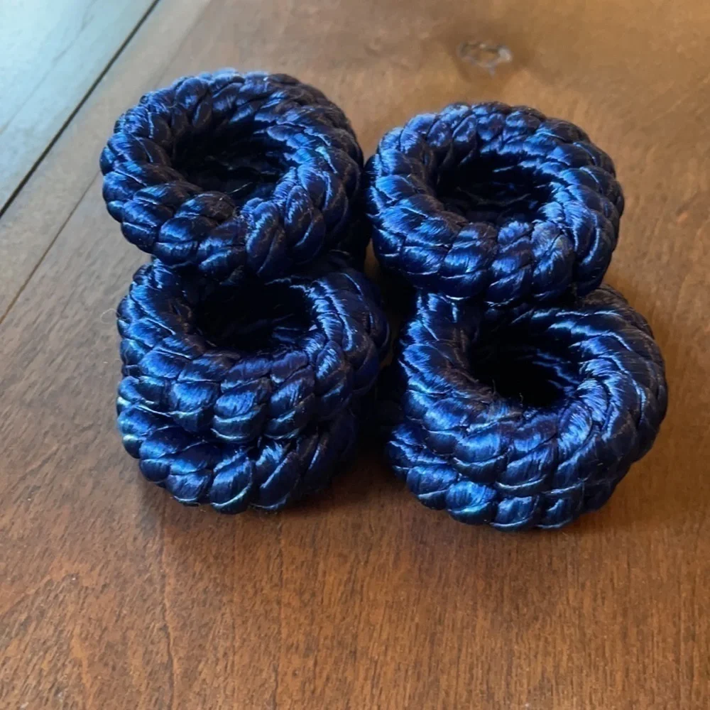 Blue Hanukkah & Holiday Napkin Holders Round Thick gorgeous Yarn